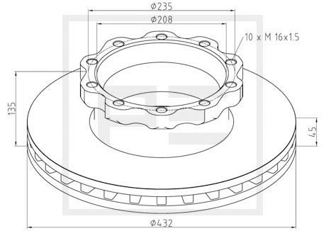 PE AUTOMOTIVE Тормозной диск 036.122-00A